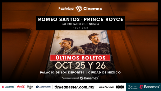 Prince Royce & Romeo Santos en el Palacio de los Deportes Ticket2ride 2026